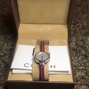 Magenta Coach Watch - thin leather band